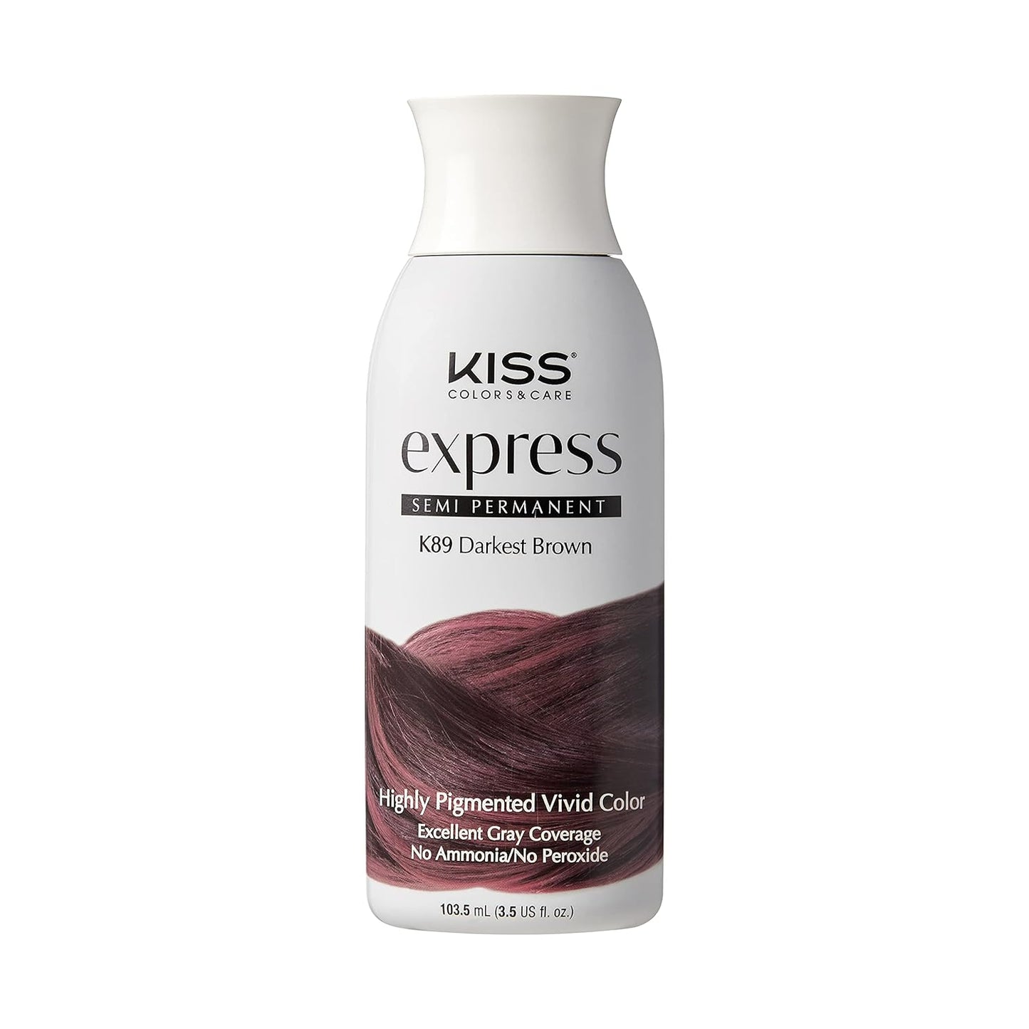 Kiss Express Semi-Permanent Hair Color 100mL (3.5 US fl.oz) (1 Count, Darkest Brown)