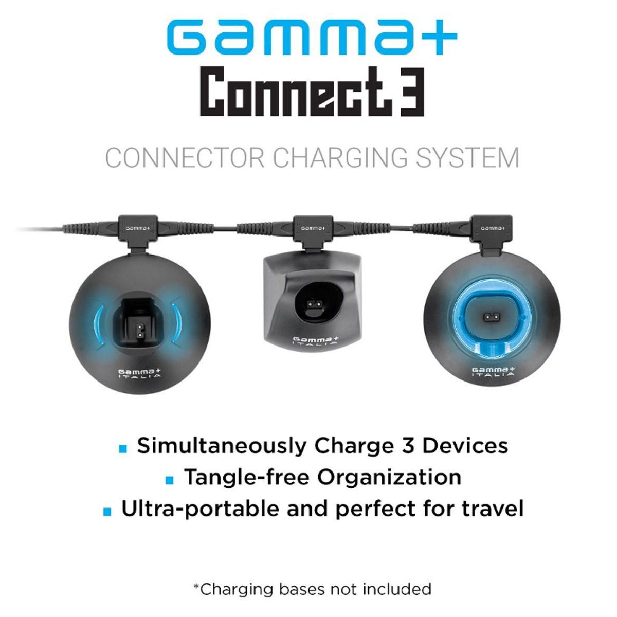 Gamma+ Connect 3 – Barberhood Charging System, 2 Expansion Cords, Adapter