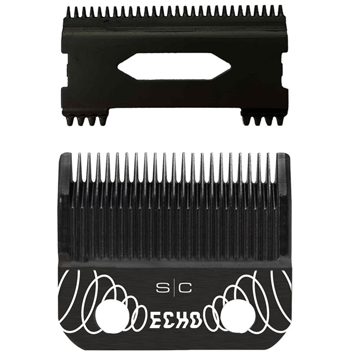StyleCraft Replacement Echo Fixed Black Diamond Carbon DLC Hair Clipper Blade With Shallow Tooth 2.0 Moving Cutter Set
